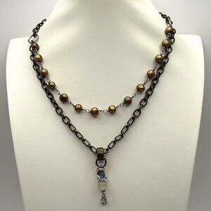 Amy Louise Jewelry Freshwater Pearl Mixed Metal Pendant Necklace Artisan